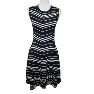 Pink Tartan black and white ponte dress S